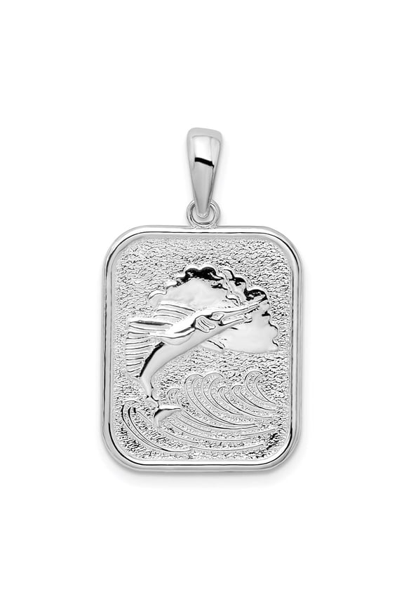 Sterling Silver Textured Marlin Fish Pendant