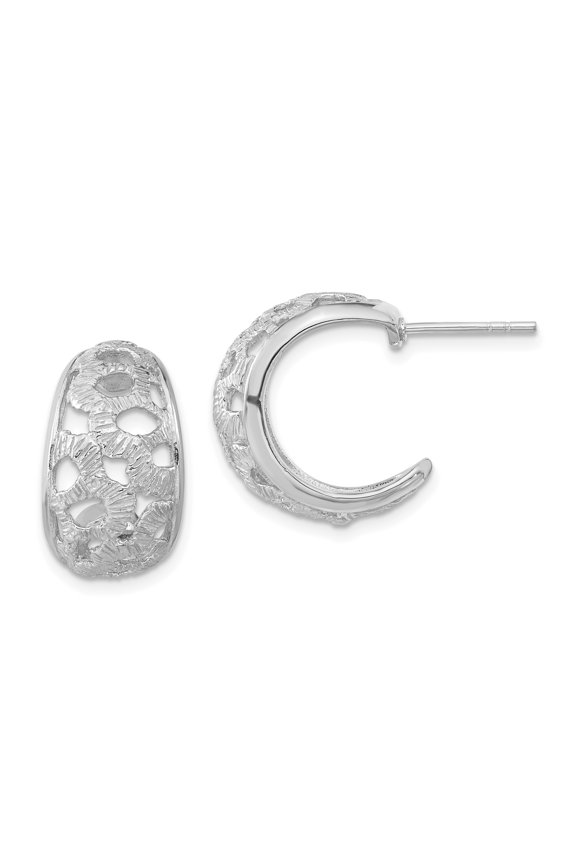 Sterling Silver Textured Post Hoop Earrings Sterling Silver Earrings