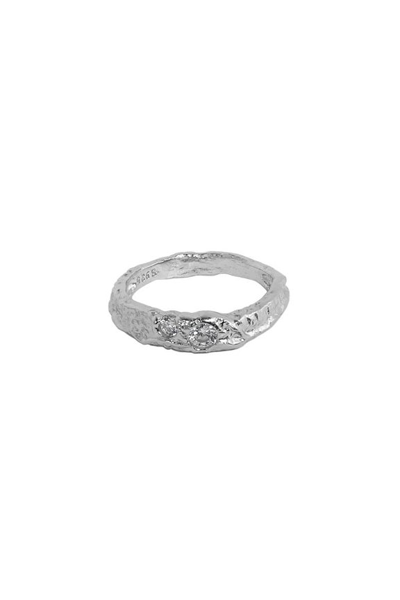 Sterling Silver Textured Ring Tin Foil Design Electroplated In 18K Gold Or White Gold Statement Ring EverydayUS