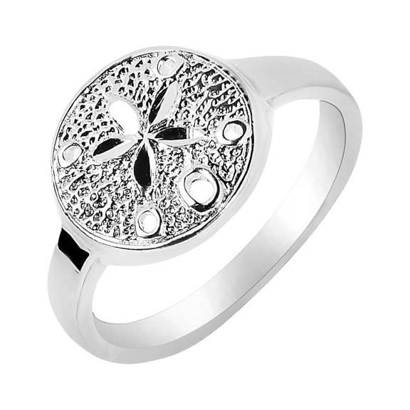 Sterling Silver Textured Sand Dollar Ring Size 7 inches