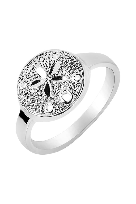 Sterling Silver Textured Sand Dollar Ring Size 9 inches