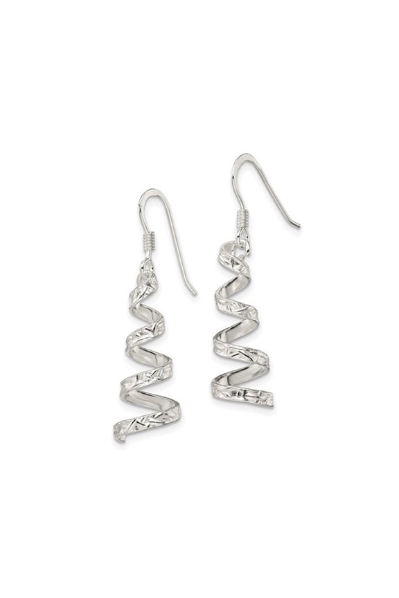 Gem & Harmony Sterling Silver Textured Twist Dangle Post Earrings for Women
