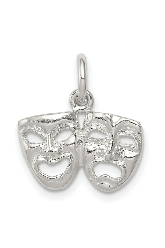 Sterling Silver Theater Mask Pendant Necklace with Comedy and Tragedy Faces for Men and Women, Drama Symbol Jewelry for Actors, Performers, Artistic Expression, 925 Classic Duality Design