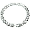 thumbnail image 1 of Sterling Silver Thick Curb Cuban Link Chain Bracelet 9mm Beveled Edges Nickel Free Italy 9 inch, 1 of 3