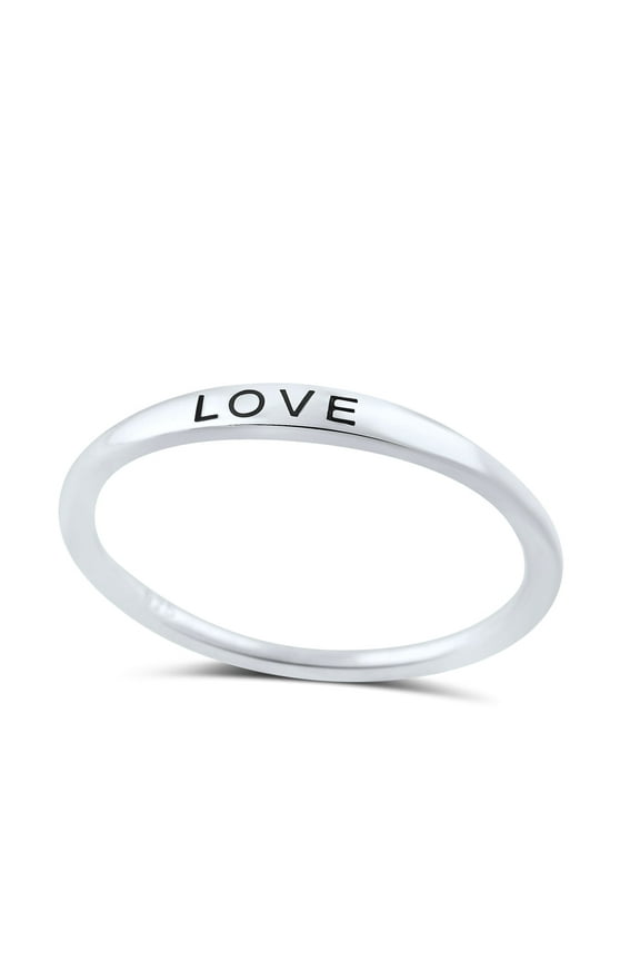 Sterling Silver Thin Stackable Love Ring for Women and Teens - Size 10
