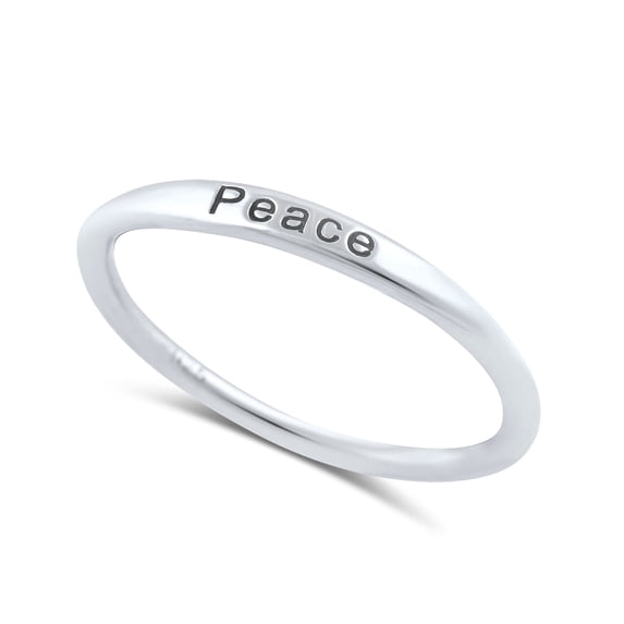 Sterling Silver Thin Stackable Peace Ring for Women and Teens - Size 8