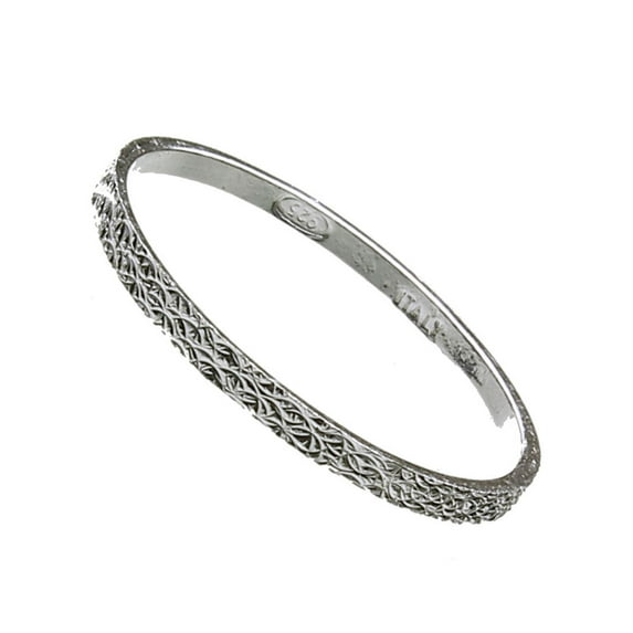 Sterling Silver Thin Stackable Wedding Band Hammered Ring 1.5mm Italy Size 7