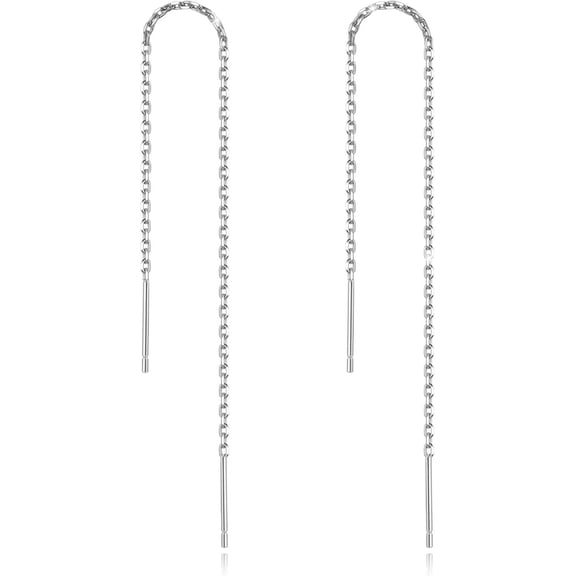 Sterling Silver Threader Chain Dangle Earrings,Versatile & Comfortable Minimalist Earrings 4.8Inches (Gold/White Gold)[Z2089]