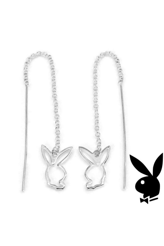 Sterling Silver Threader Earrings Bunny Charms Chain Dangles Gift Box