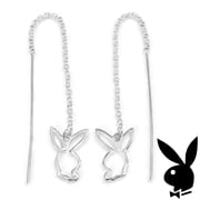 Sterling Silver Threader Earrings Bunny Charms Chain Dangles Gift Box