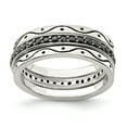 thumbnail image 1 of Sterling Silver Three Piece Set Antiqued & Black Cubic Zirconia Band Ring Size 6, 1 of 4