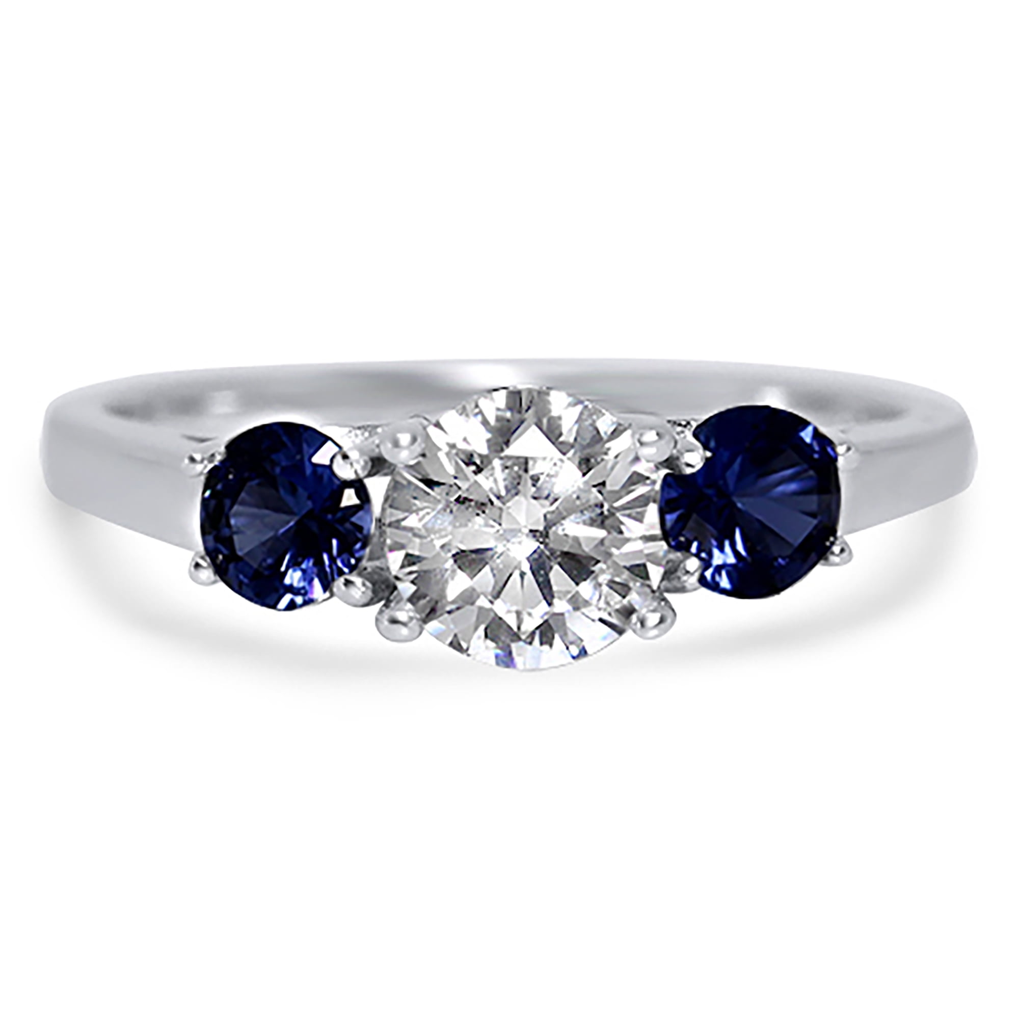 LaRaso & Co Sterling Silver Three Stone Blue Sapphire CZ Engagement Ring for Women Size 10