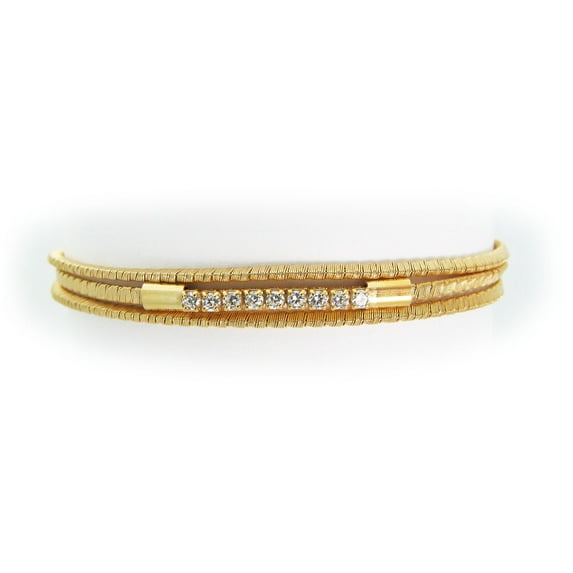 Sterling Silver Through The Sparkling Golden Wire Three Strand Bracelet dipped in 14k Gold