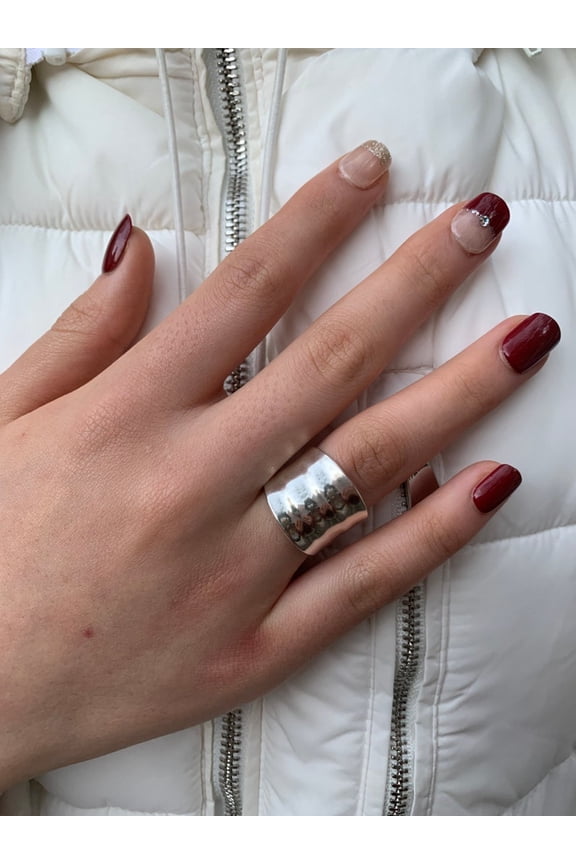 Sterling Silver Thumb Ring - Adjustable Chunky Ridged Statement Band, Durable Hypoallergenic Silver Jewelry