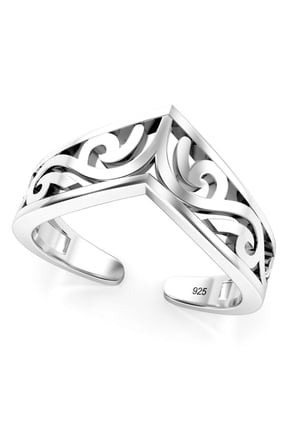 Sterling Silver Tiara Adjustable Toe Band Ring