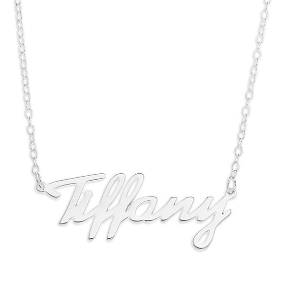Sterling Silver 'Tiffany' Name Pendant Necklace - White