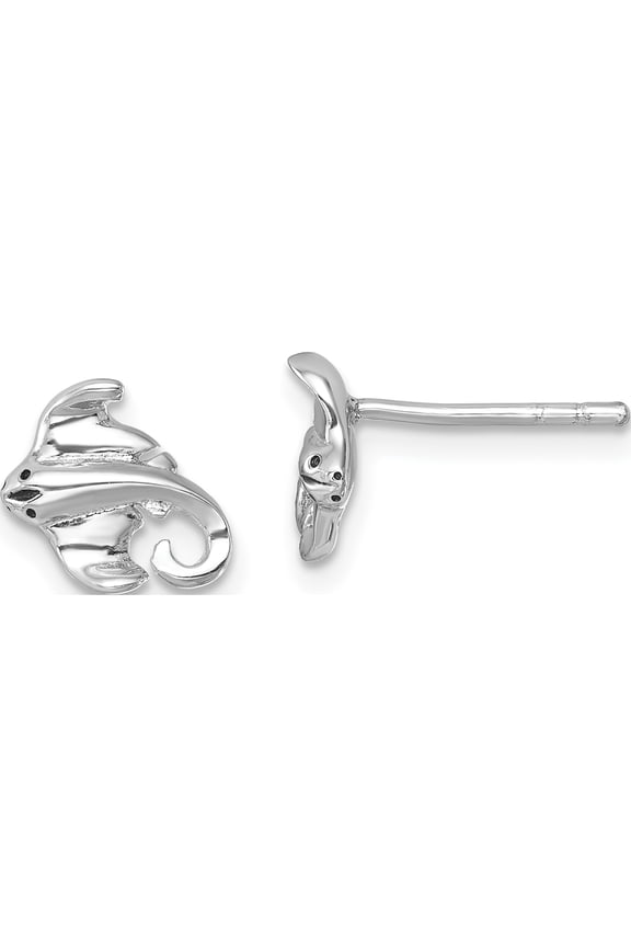 Sterling Silver Rhodium-plated Polished Cownose Stingray Post Earrings