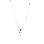 JOYFUL CREATIONS Sterling Silver Tiny Cross Charm Box Chain Nickel Free Necklace Italy 22"