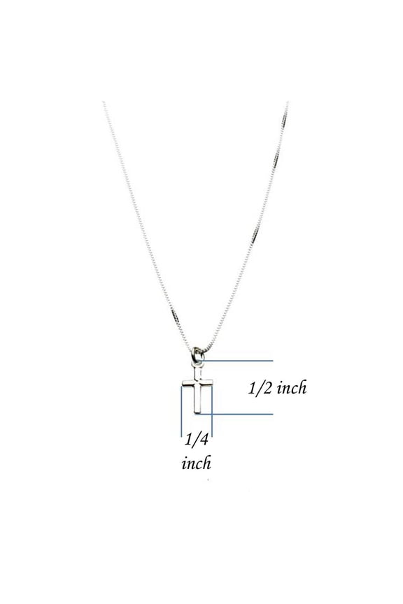 Sterling Silver Tiny Cross Charm Box Chain Nickel Free Necklace Italy 24"