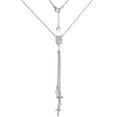 thumbnail image 1 of Sterling Silver Tiny Cross & Miraculous Medal Y Necklace Rhodium Finish Italy 16 + 1 inch extention, 1 of 1