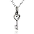 thumbnail image 1 of Sterling Silver Tiny Heart Skeleton Key Charm Necklace, 18" Chain, 1 of 3