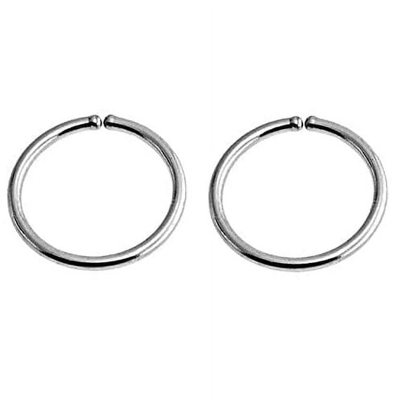Sterling Silver Tiny Hoop Earrings for Women Cartilage Nose Septum Helix Tragus Rings Multiple Piercing Jewelry, Hypoallergenic (8mm | 24 GA, Sterling Silver 925)