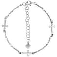 thumbnail image 1 of Sterling Silver Tiny Sideways Cross Bracelet / Anklet for Women Rhodium Finish Italy 7-9 inches, 1 of 2