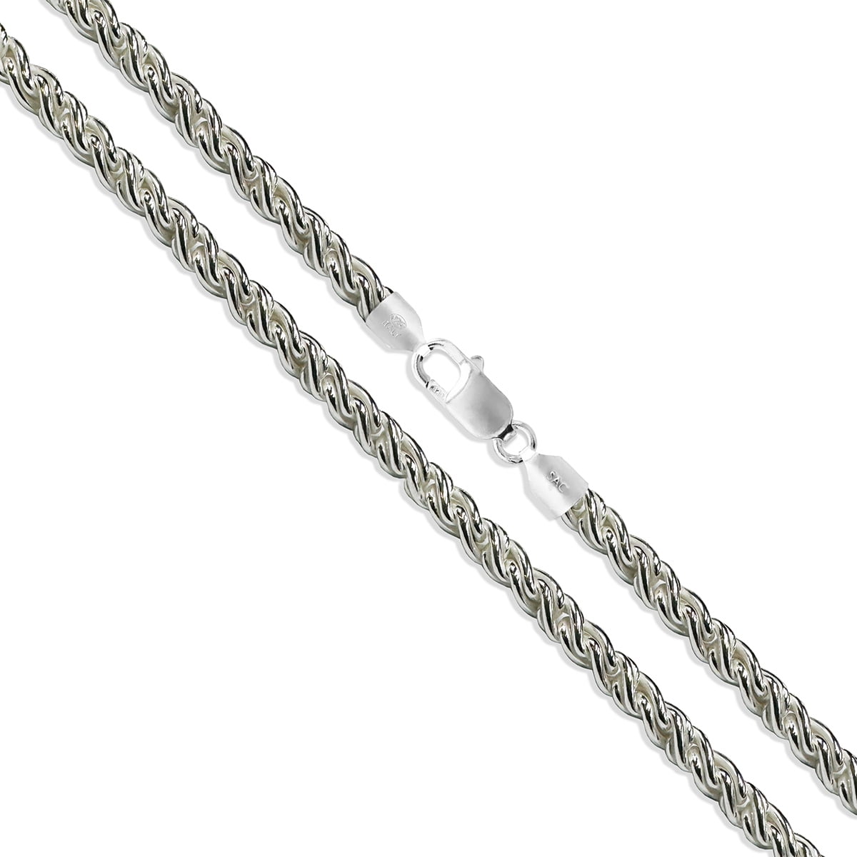 Sterling Silver Torsion Rope Chain 4.3mm Solid 925 Spiga Braid