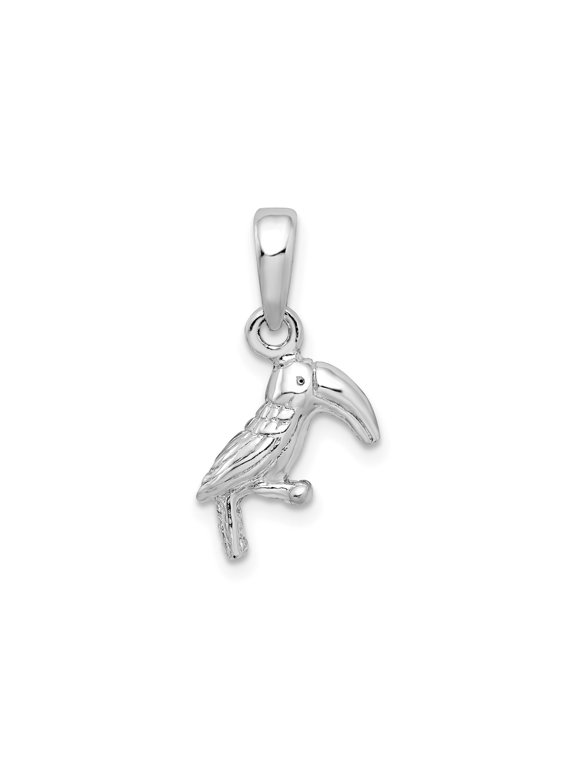 Sterling Silver Toucan Pendant Necklace for Women and Unisex Use, Tropical Bird Animal Jewelry with Wildlife Design, Nature Symbol Charm for Exotic Style