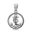 thumbnail image 1 of Sterling Silver Traditional Anchor Pendant Nautical Hoop Rope Knot Halo Charm Jewelry Female Unisex, 1 of 3