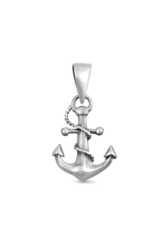 Sterling Silver Traditional Anchor Pendant Rope Twist Nautical Navy Charm 925 Jewelry Female Unisex