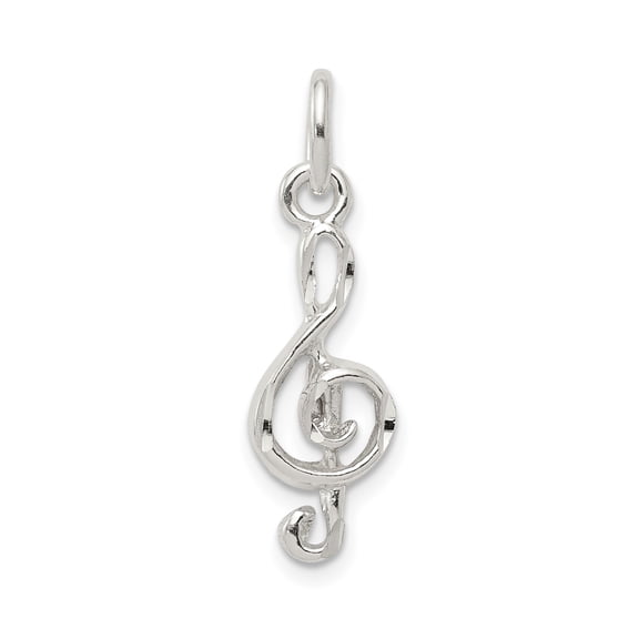 Sterling Silver Treble Clef Charm Pendant for Women or Unisex, Polished Musical Symbol for Necklace or Bracelet, 925 Artistic Jewelry for Musicians and Music Lovers