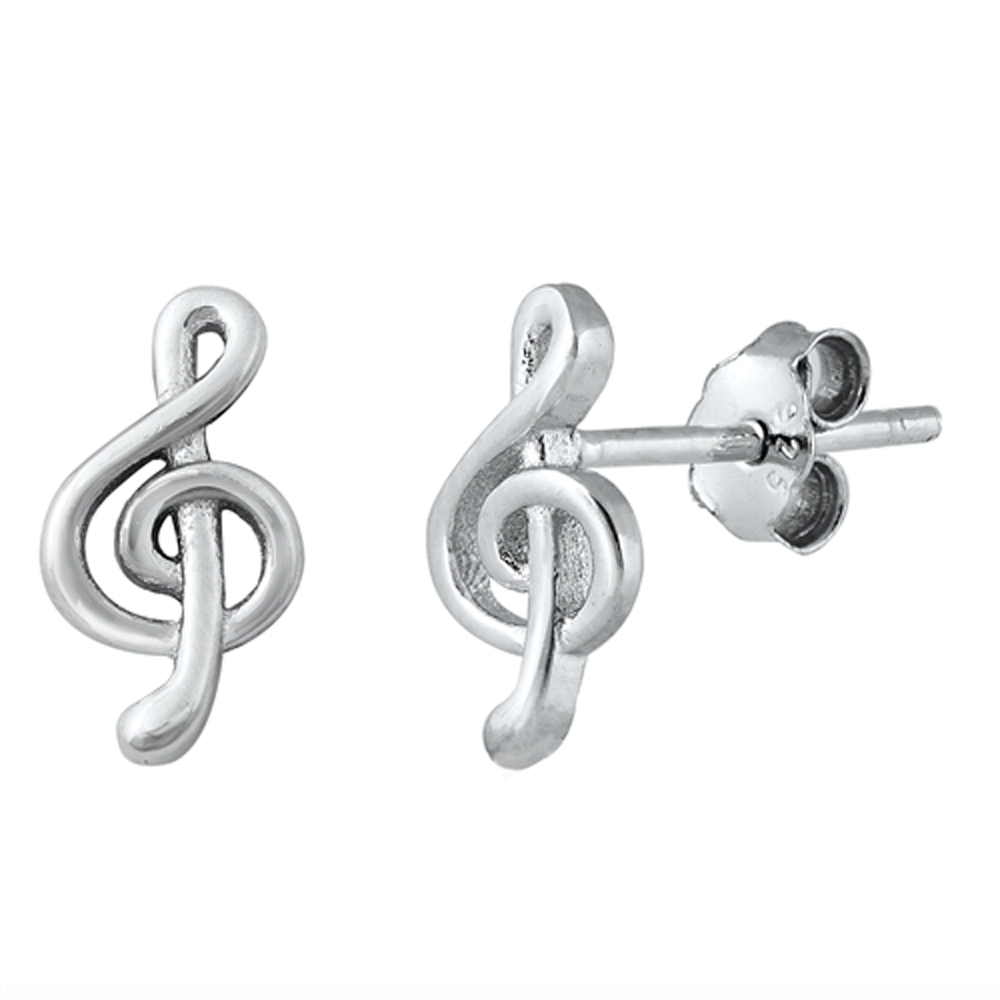 Sterling Silver Treble Clef Filigree Swirl Music Note Elegant Earrings ...