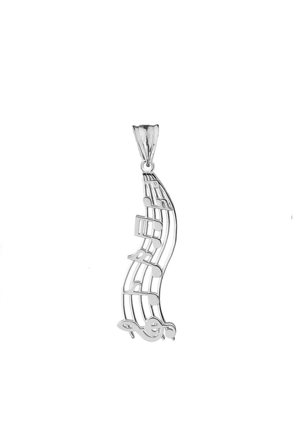 Sterling Silver Treble Clef Music Notes Pendant