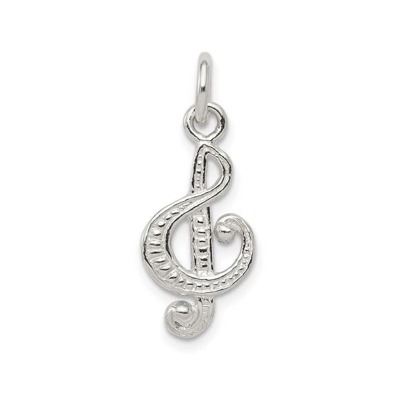 Sterling Silver Treble Clef Pendant for Women or Unisex, Polished Music Note Charm for Necklace or Bracelet, Symbolic Artistic Jewelry for Musicians and Music Lovers