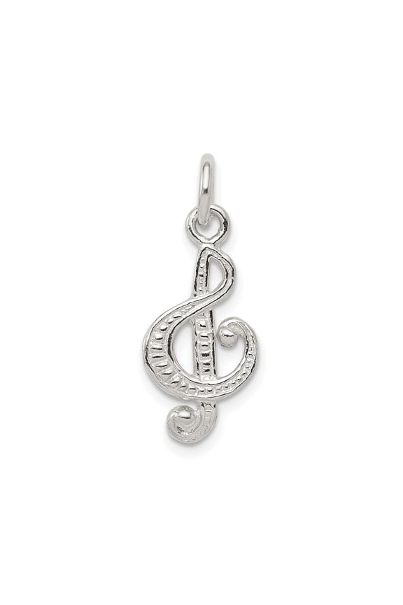 Sterling Silver Treble Clef Pendant for Women or Unisex, Polished Music Note Charm for Necklace or Bracelet, Symbolic Artistic Jewelry for Musicians and Music Lovers
