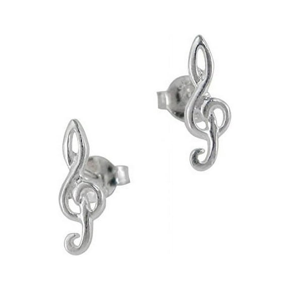 Sterling Silver Treble Clef Post Earrings