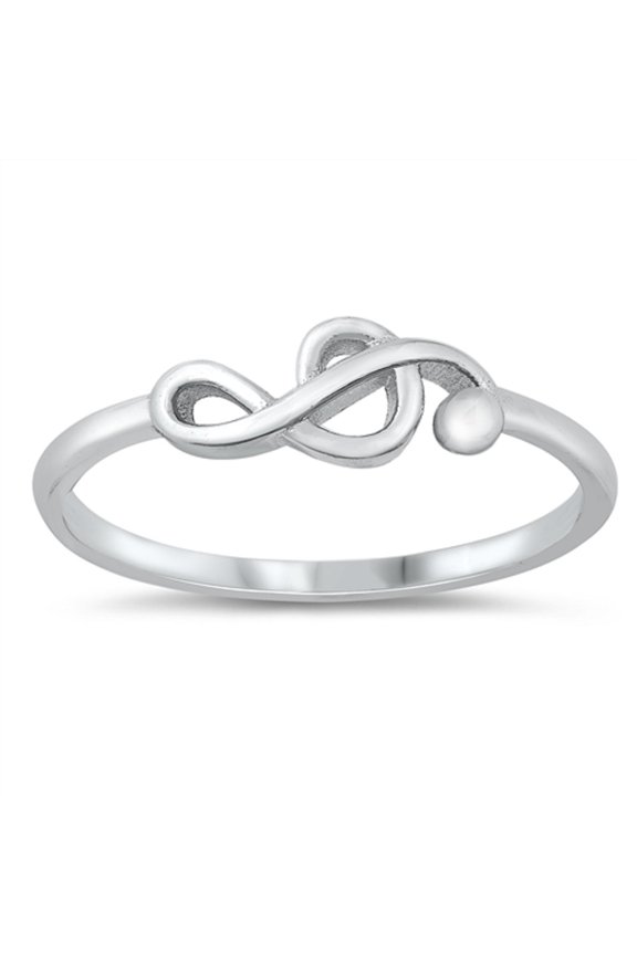 Sterling Silver Treble Clef Ring Size 4