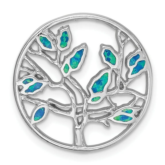 Sterling Silver Tree of Life Pendant Necklace for Women with Blue and Green Opal Inlays, Nature Symbol Jewelry for Spiritual or Boho Style and Everyday or Special Occasion Wear