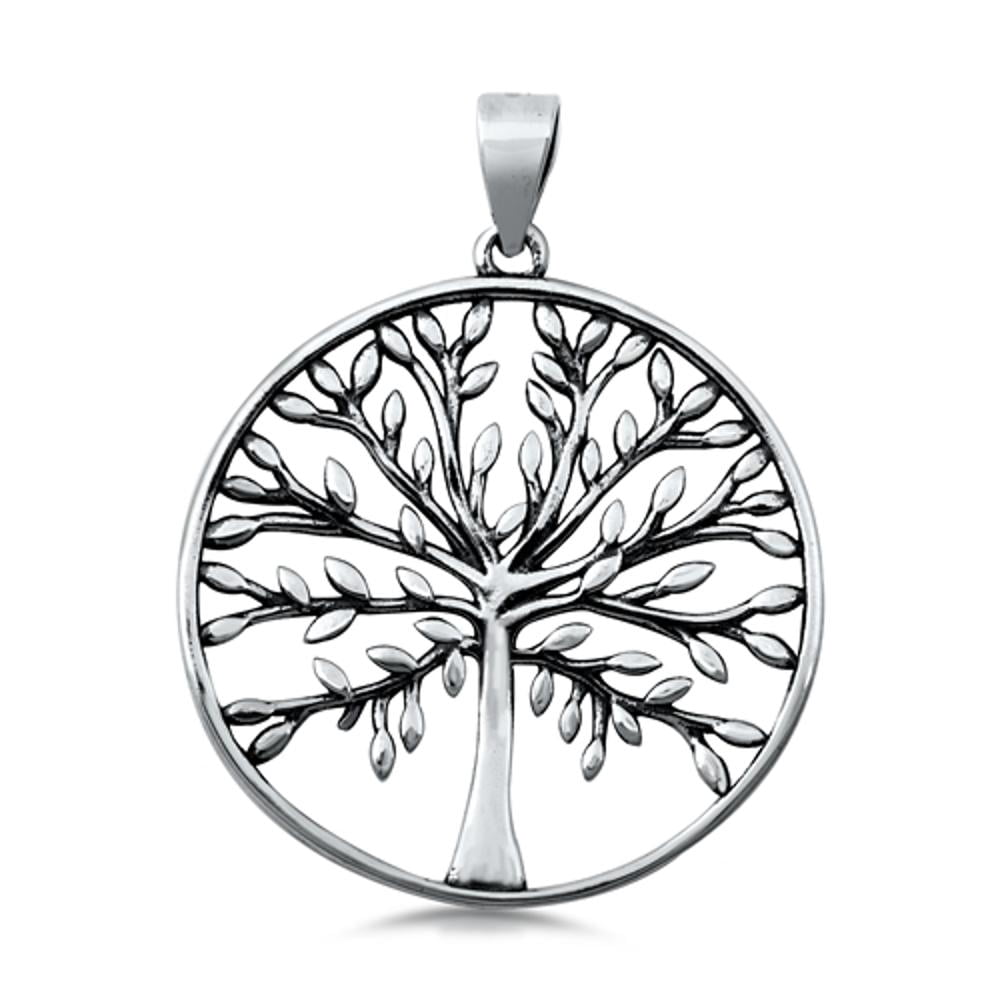 Sterling Silver Tree of Life Pendant Branch Leaf Family Cutout Charm ...