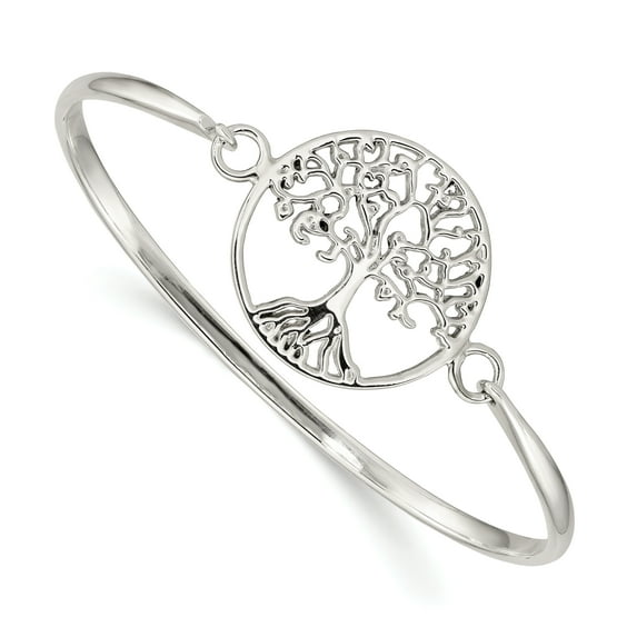 Sterling Silver Tree of Life Slip-On Bangle Bracelet