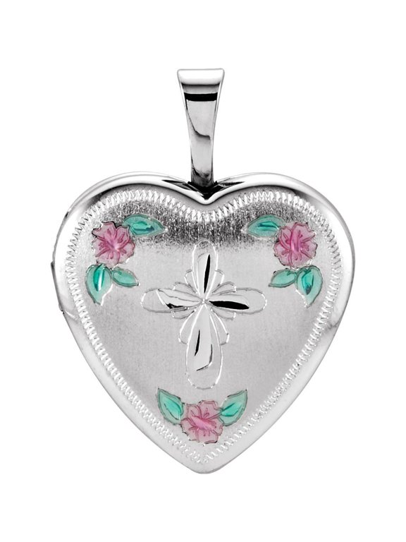 Sterling Silver Tri Color Fancy Cross Locket 15.75x15.75mm - 2.2 Grams
