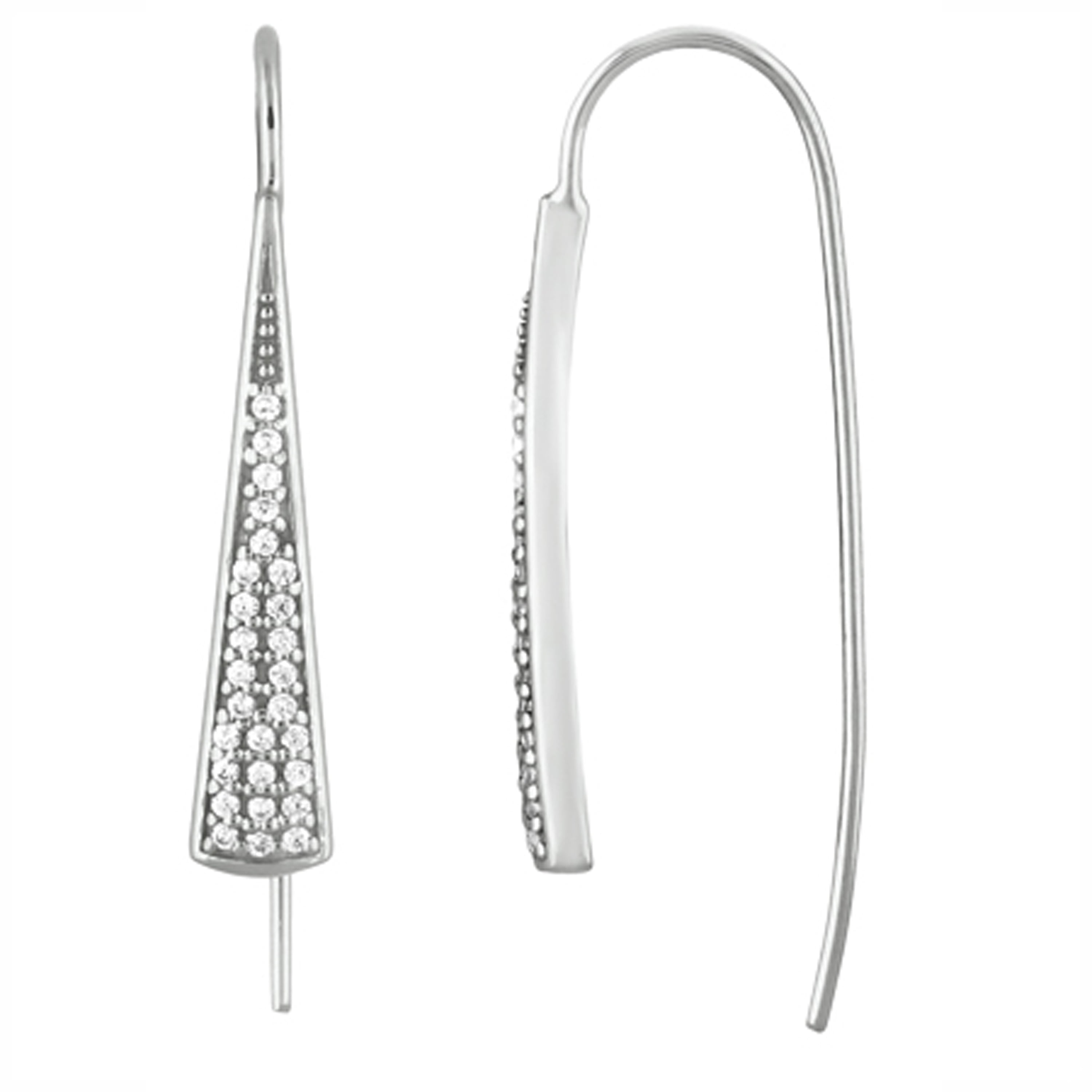 Sterling Silver Triangle Cubic Zirconia Drop Earrings