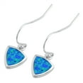 thumbnail image 1 of Sterling Silver Triangle Modern Earrings Blue Simulated Opal 925 Jewelry Female Unisex, 1 of 3