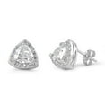 thumbnail image 1 of Sterling Silver Trillion Simulated Diamond Halo Stud Earrings for Adult Women Teens - 9mm, 1 of 1