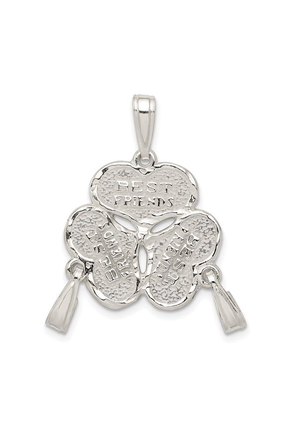 Sterling Silver Triple Heart Pendant Necklace for Women and Teens, Breakable Friendship Charm with Friends Etching, Symbolic Jewelry for Love Unity and Bond Keepsake