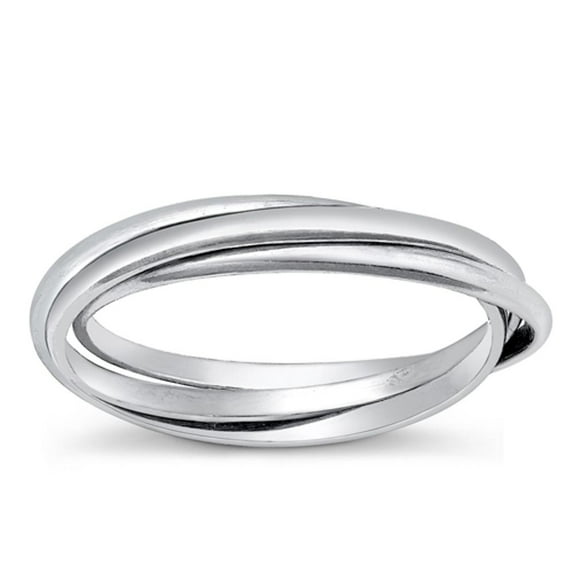 Sterling Silver Triple Rolling Ring .925 Interlocking Band Jewelry Female Male Unisex Size 12