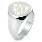 Tioneer Sterling Silver Triquetra Holy Trinity Symbol Engraved Round Flat Top Polished Ring