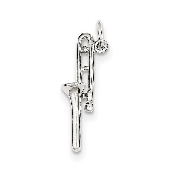 Sterling Silver Trombone Charm - 1.7 Grams - Measures 25x5.5mm Wide