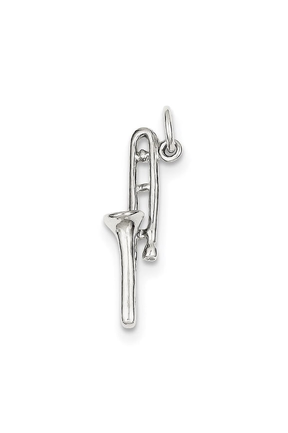 Sterling Silver Trombone Charm - 1.7 Grams - Measures 25x5.5mm Wide